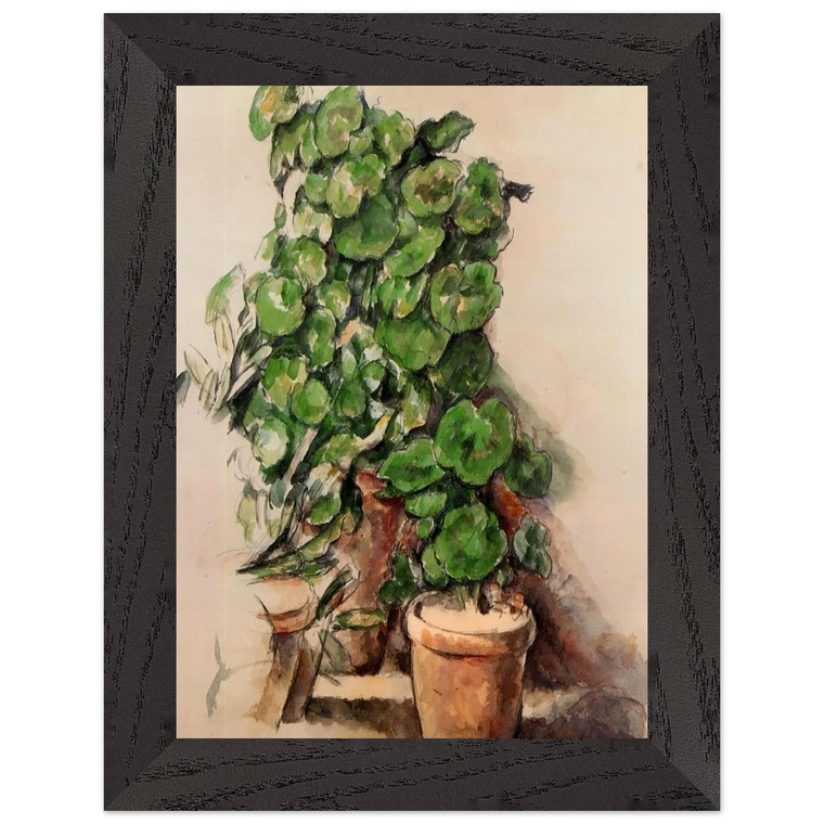 Paul Cezanne  Pots of Geraniums Premium Wooden Framed Art Print / Poster