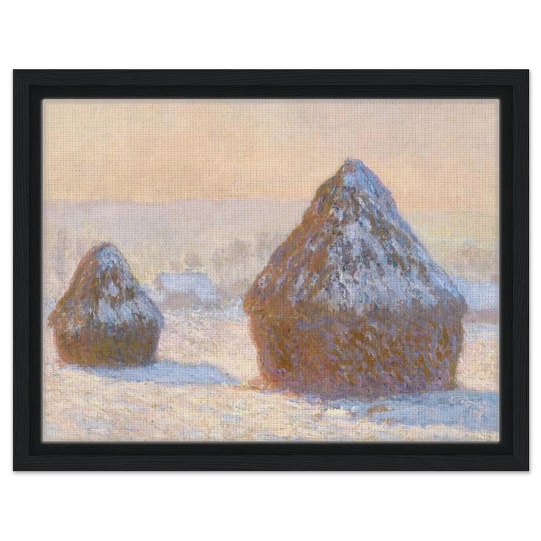 claude monet  Wheatstacks Snow Effect Morning Framed Canvas
