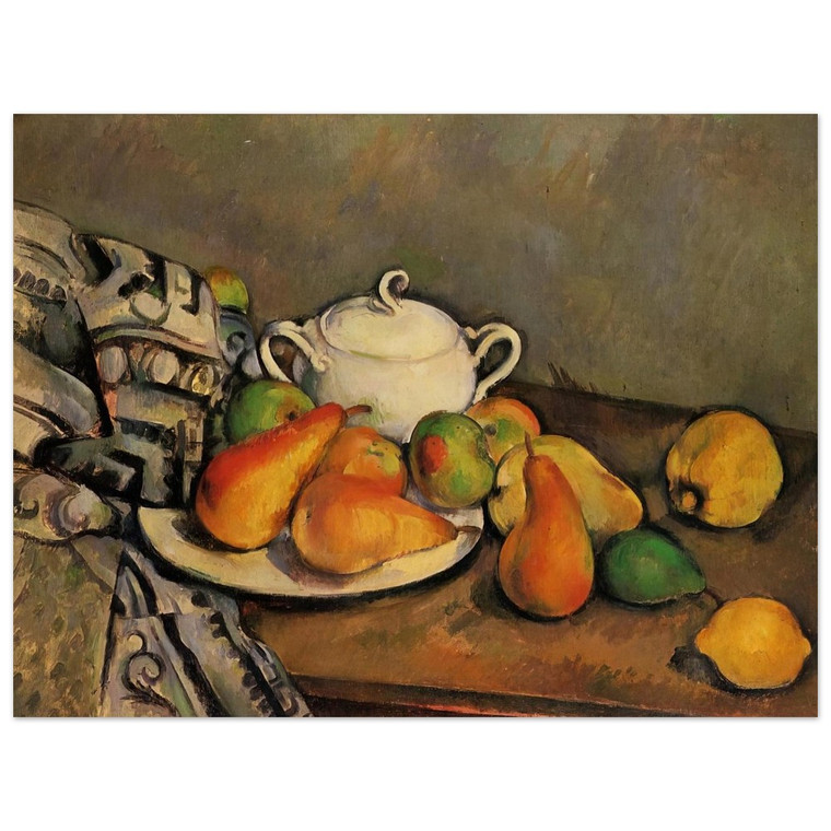 Paul Cezanne  Sugarbowl Pears and Tablecloth Aluminum Print