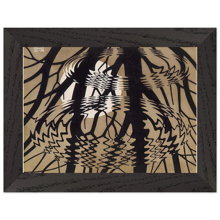 MC Escher  RIPPLED SURFACE COLOUR Premium Wooden Framed Art Print / Poster