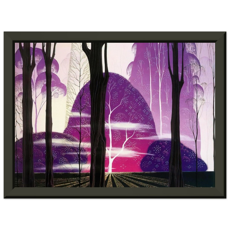 Eyvind Earle  Purple Dawn Premium Metal Framed Art Print / Poster