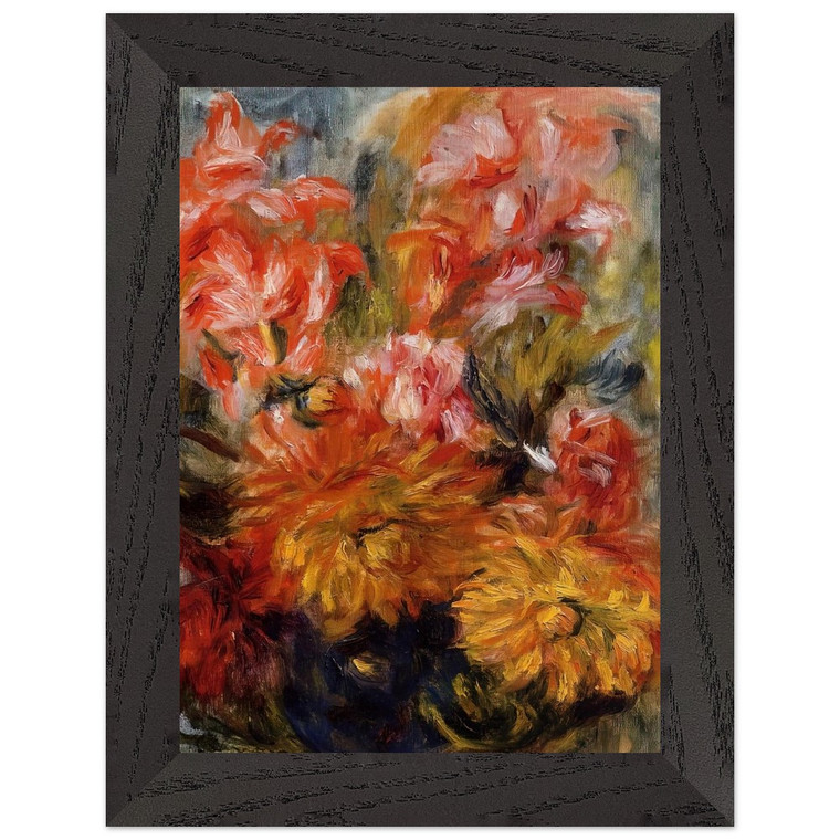 Pierre-Auguste Renoir Gladiolas in a Blue Vase Wood Framed Art Print Poster