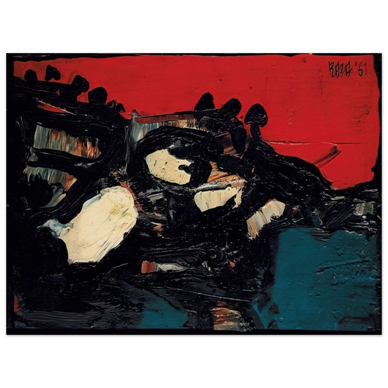 S H Raza  Ciel Rouge Sur Le Lac  1961 Wood Print