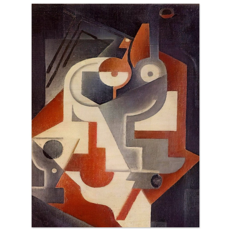 Juan Gris  NEWSPAPER GLASS AND PEAR 1917 Wood Print