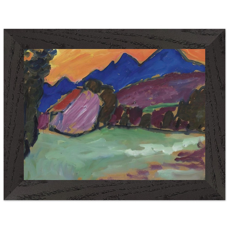 Jawlensky Roter Abend Berge 1910 Premium Wooden Framed Art Print / Poster