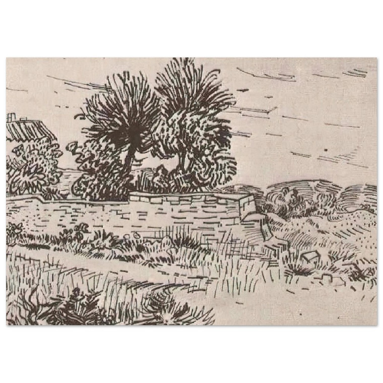 Vincent van Gogh  Landscape with the Wall of a Farm Fine Art Poster / Art Print