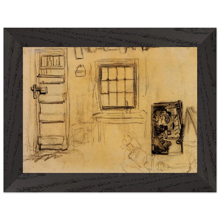 Van Gogh: Cottage Interior & Potato Eaters Sketch Framed Art Print/Poster