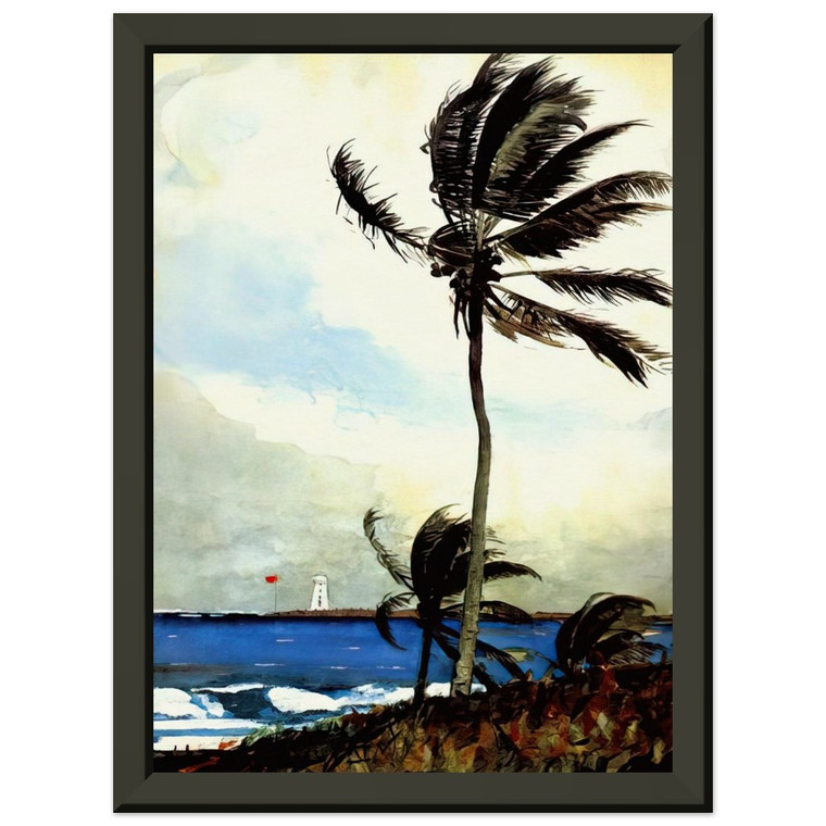 Winslow Homer  PALM TREE NASSAU Premium Metal Framed Art Print / Poster