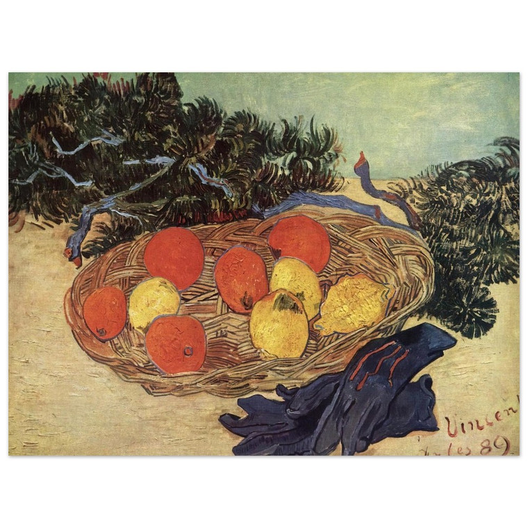 Vincent van Gogh Still Life Oranges Lemons Blue Gloves Aluminum Print