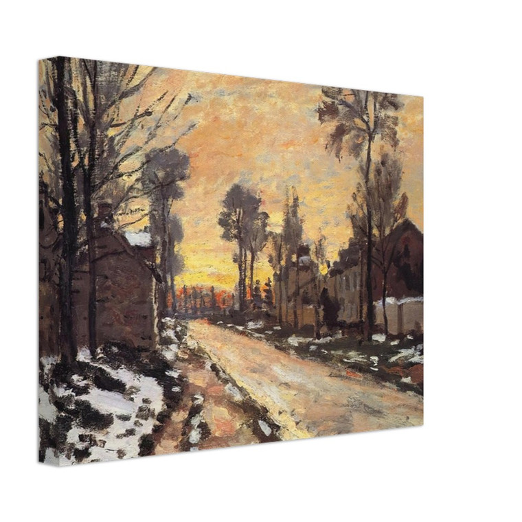 claude monet  Road at Louveciennes Melting Snow Sunset Canvas