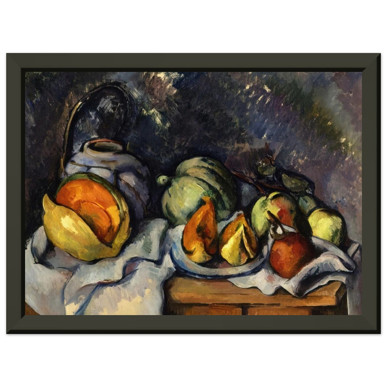 Paul Cezanne Still Life with Fruit and a Ginger Pot Metal Framed Print
