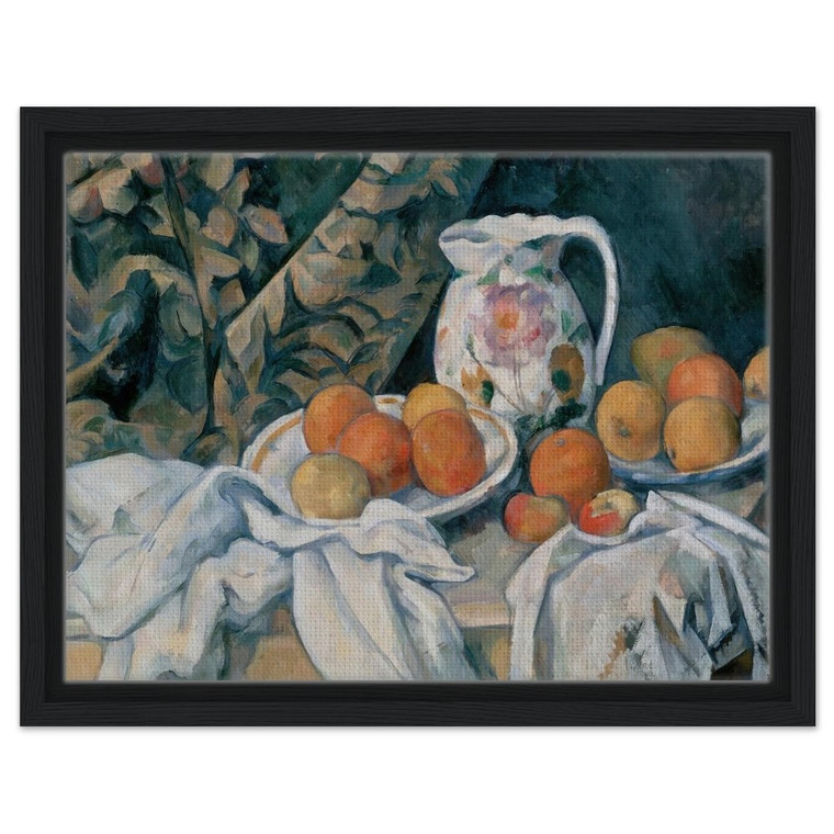 Paul Cezanne  Still Life with Curtain and Flowered Pitcher Framed Canvas
