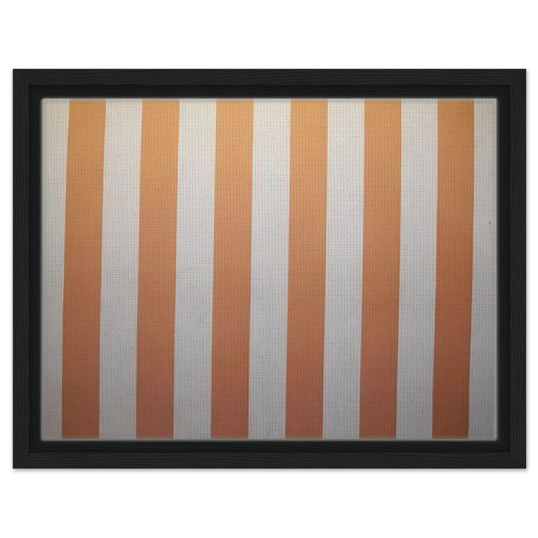 Daniel Buren White Acrylic on White Orange Striped Fabric 1967 Framed Canvas