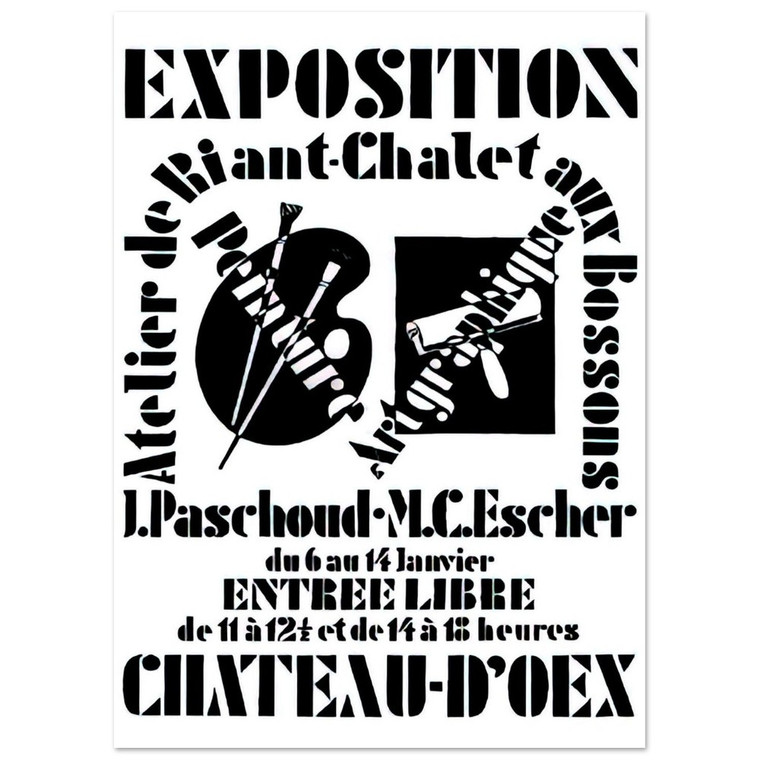 MC Escher, John Paschoud Exhibition Poster 1936 - Fine Art Poster/Art Print