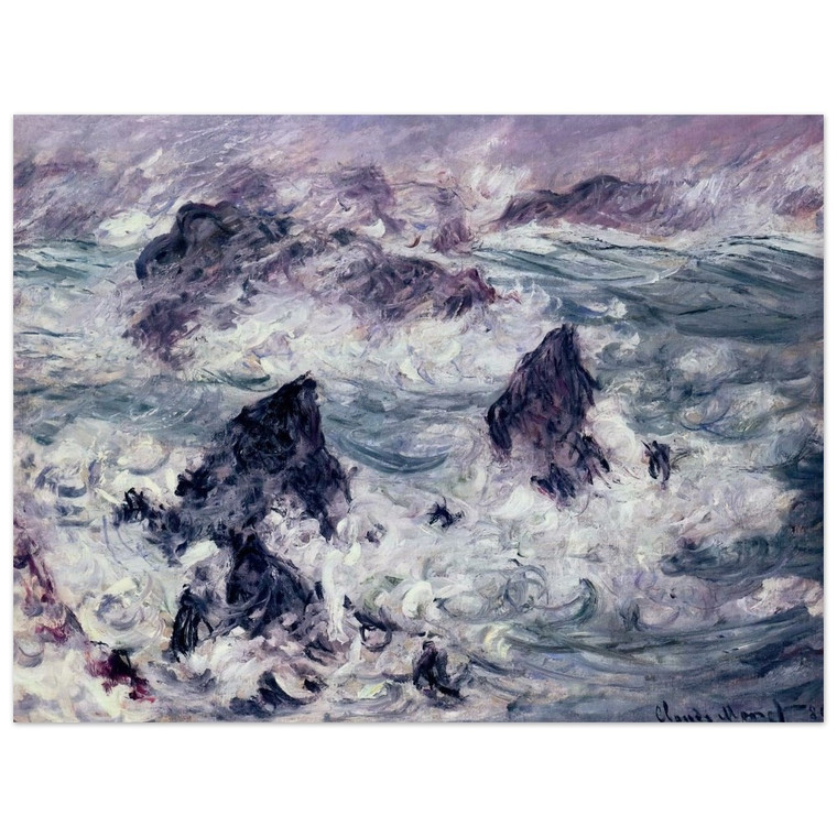 claude monet  Storm at BelleIle Wood Print