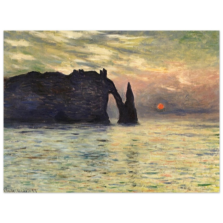 claude monet  The Manneport Cliff at Etretat Sunset Aluminum Print