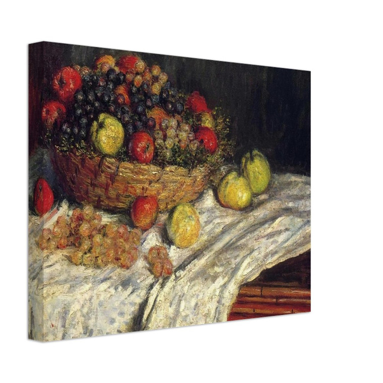 claude monet  Fruit Basket with Apples and Grapes Canvas