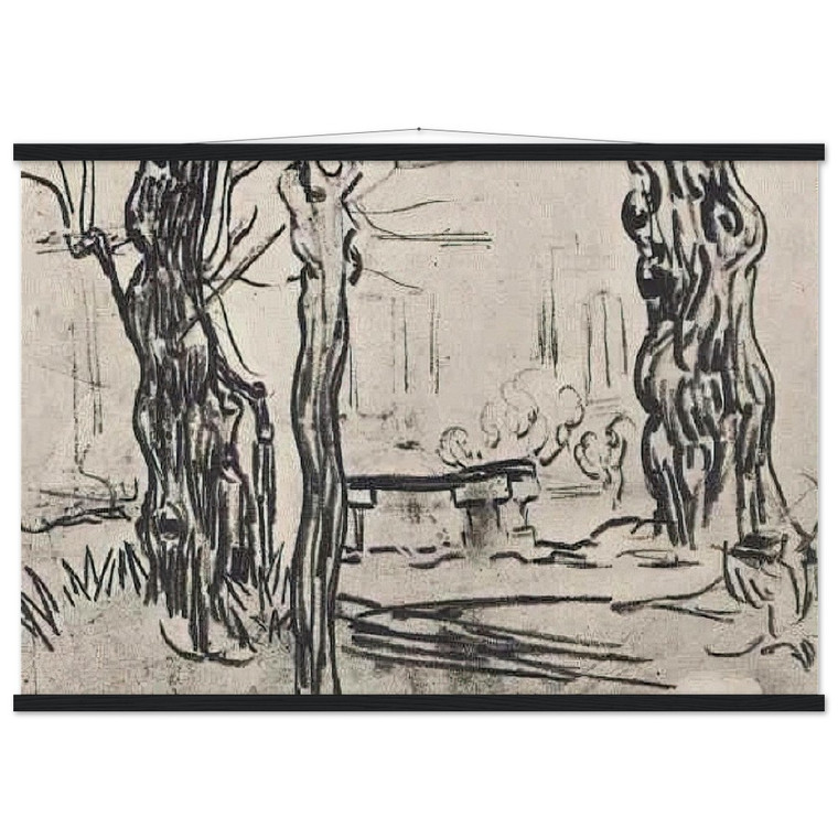 Van Gogh Asylum Garden Tree Trunks Museum-Quality Matte Paper Poster with Hanger