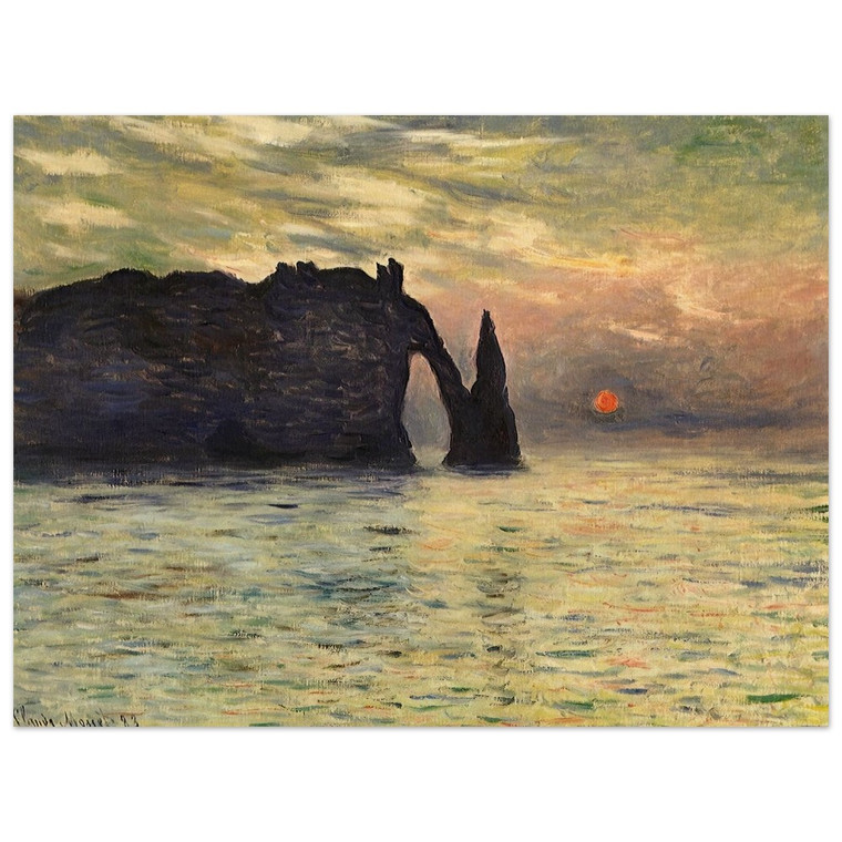 claude monet  The Manneport Cliff at Etretat Sunset Wood Print