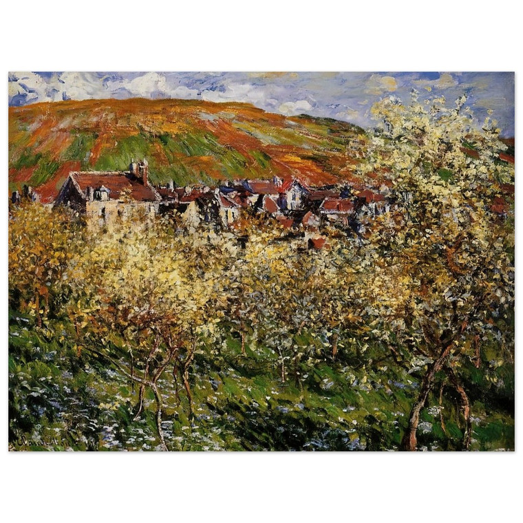 claude monet  Plum Trees in Blossom at Vetheuil Wood Print