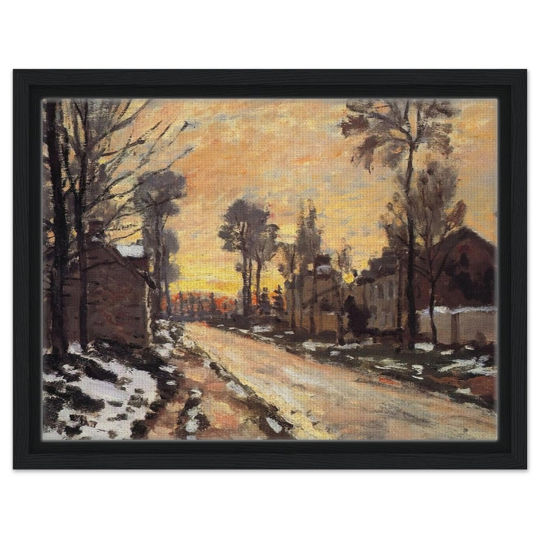 claude monet  Road at Louveciennes Melting Snow Sunset Framed Canvas