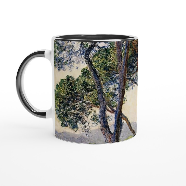 claude monet - Trees by the Seashore at Antibes Ceramic Mug with Color Inside