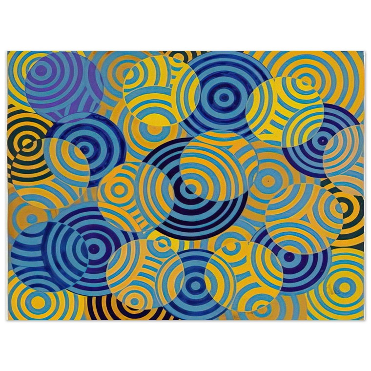 Antonio Asis  Interferences en bleu et jaune No 642  1963 Aluminum Print