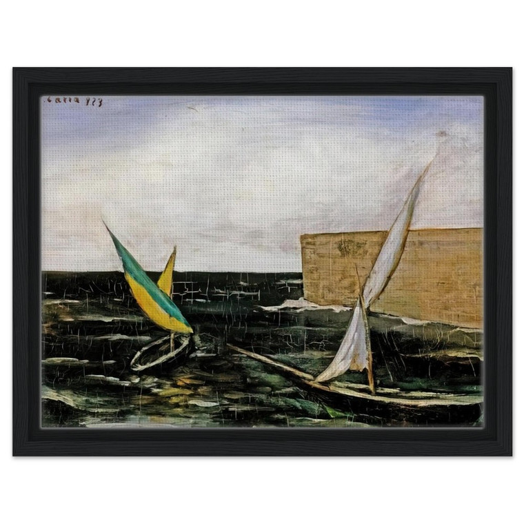 Carlo Carra  VELE NEL PORTO Framed Canvas