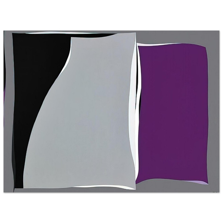 Karl Benjamin  Black  Gray Curves with Purple  1960 Aluminum Print