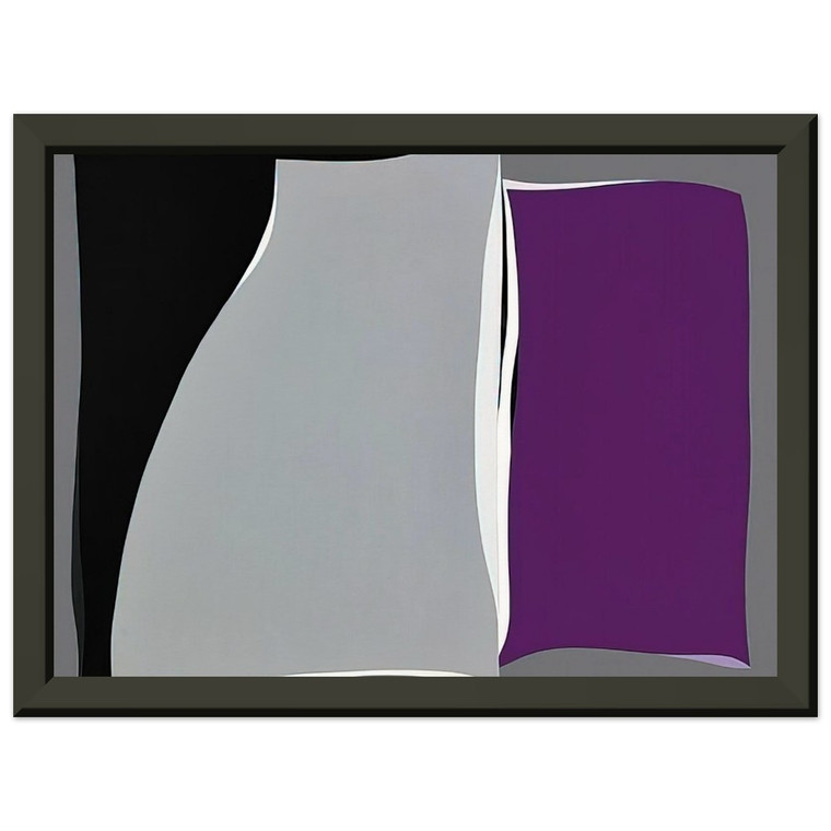 Karl Benjamin 1960 Black Gray Purple Curves Metal Framed Print