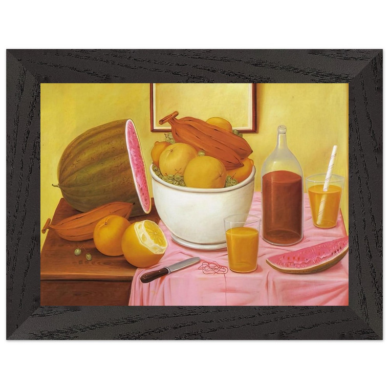 Fernando Botero STILL LIFE WITH ORANGEADE Premium Wooden Framed Art Print Poster