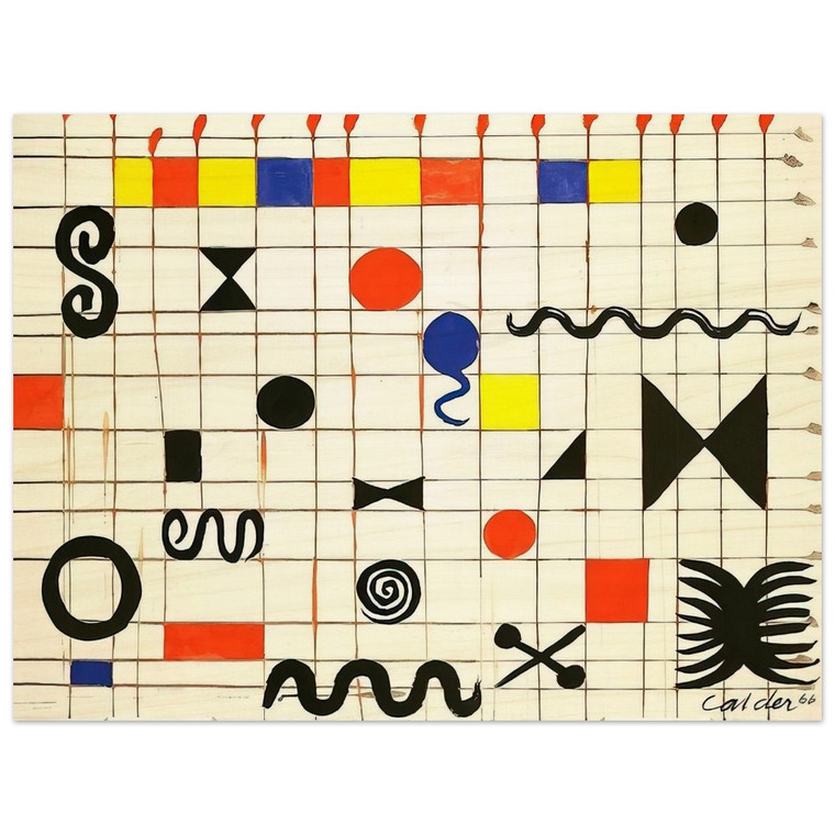 Alexander Calder  GRID WITH SYMBOLS 1966 Wood Print