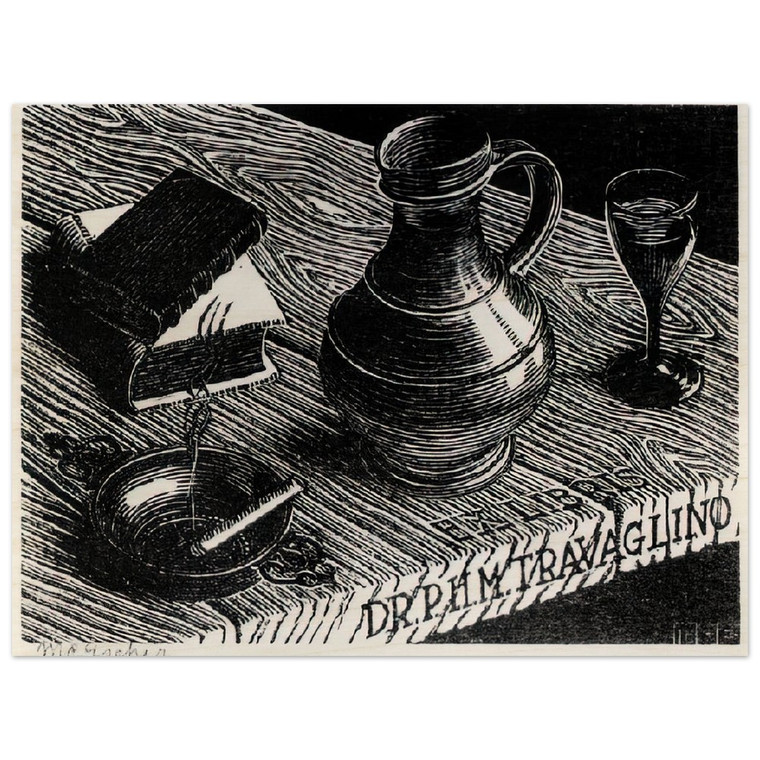 MC Escher  BOOKPLATE DR P H M TRAVAGLINO Wood Print