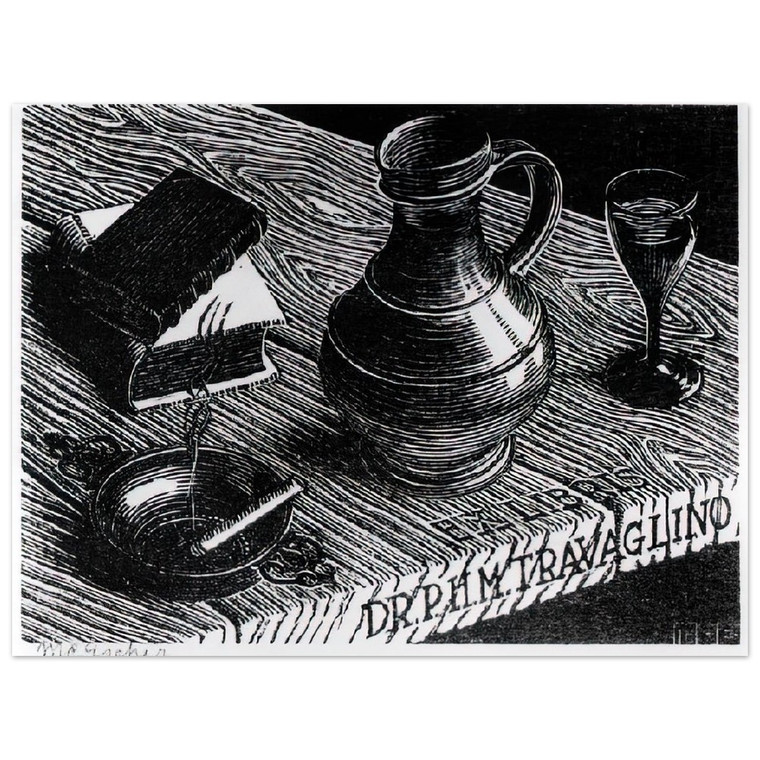 MC Escher  BOOKPLATE DR P H M TRAVAGLINO Aluminum Print