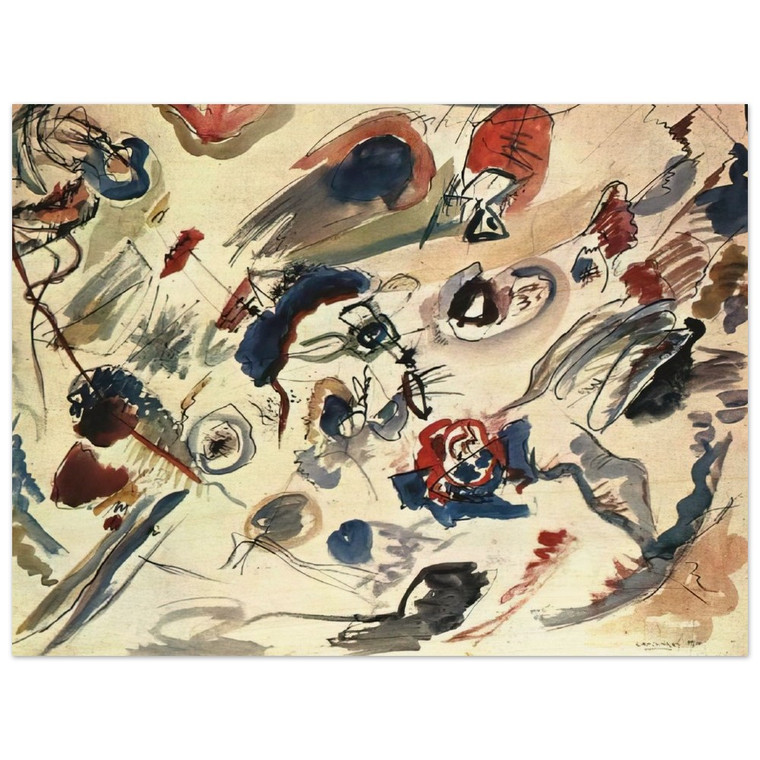 Wassily Kandinsky  FIRST ABSTRACT WATERCOLOR 1910 Wood Print