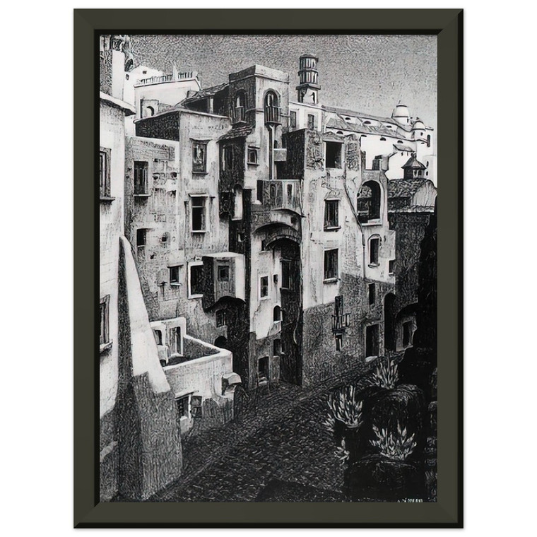 MC Escher Dilapidated Houses Atrani 1931 Premium Metal Framed Art Print / Poster