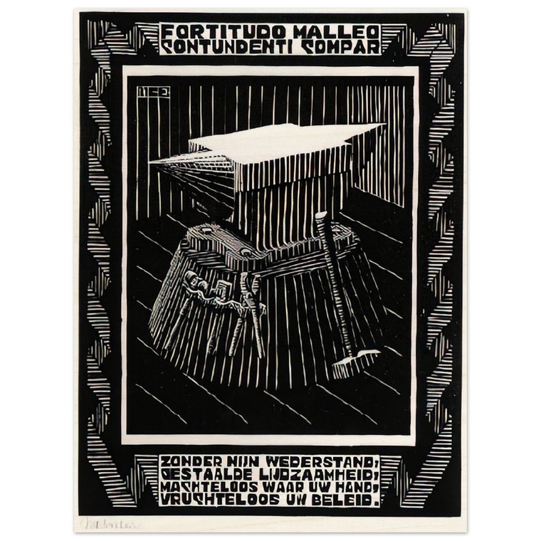 MC Escher  EMBLEMATA ANVIL Wood Print