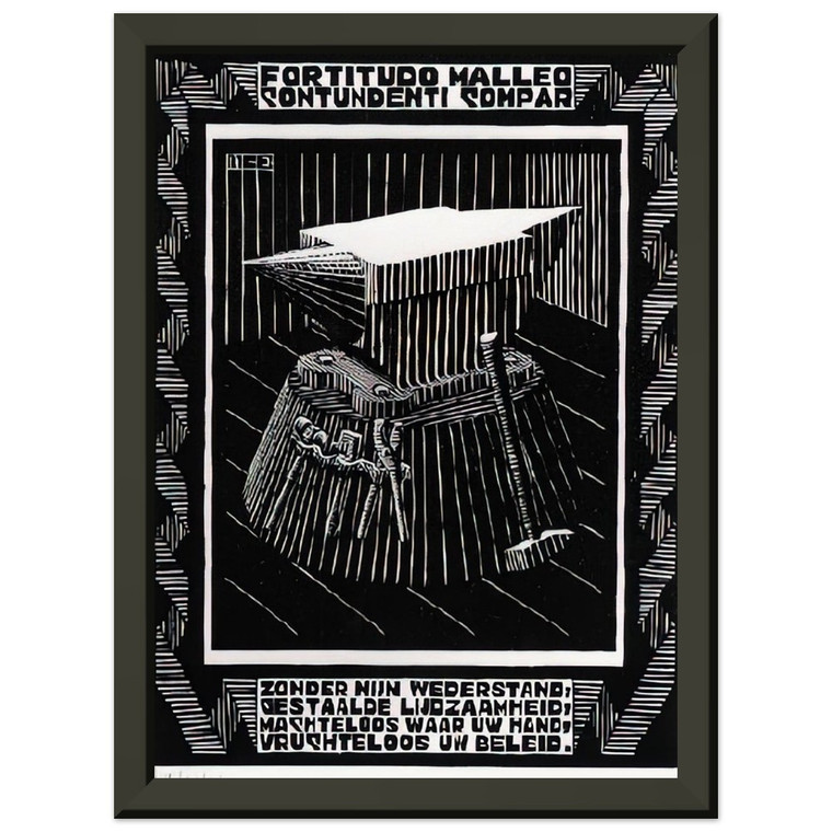 MC Escher  EMBLEMATA ANVIL Premium Metal Framed Art Print / Poster