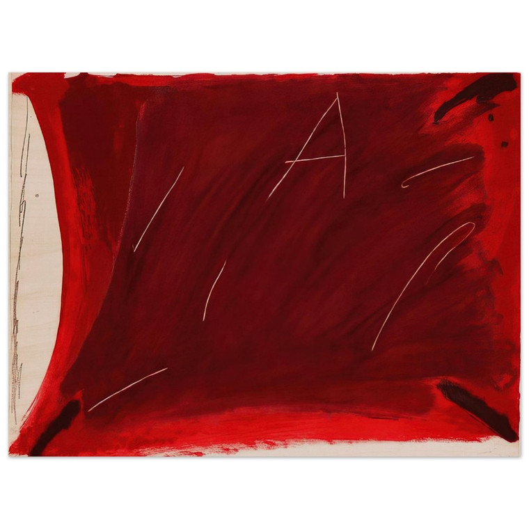 Antoni Tapies  NEGRE I ROIG V A DAMUNT VERMELL 1976 Wood Print