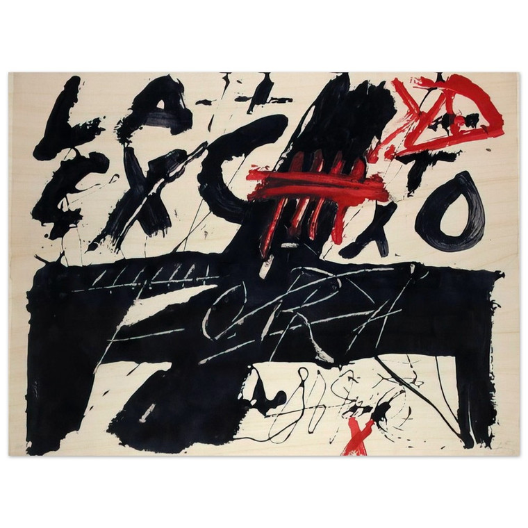Antoni Tapies  NEGRE I ROIG III FORA 1976 Wood Print
