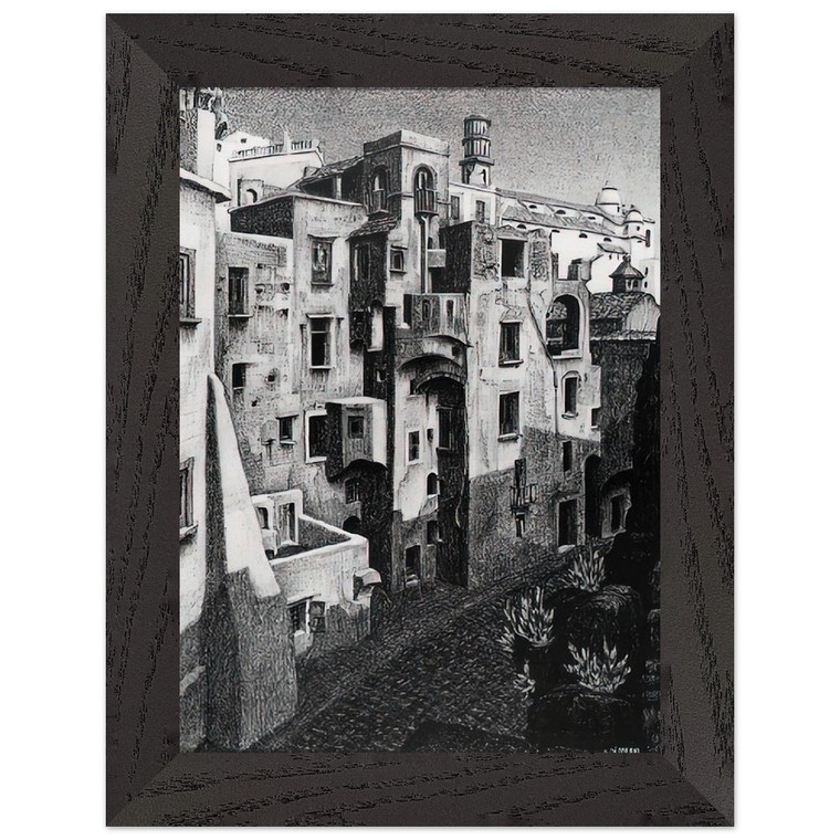 Escher Dilapidated Houses Atrani 1931 Premium Wooden Framed Art Print / Poster