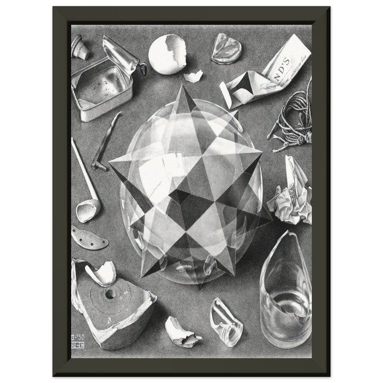 MC Escher  CONTRAST ORDER AND CHAOS Premium Metal Framed Art Print / Poster