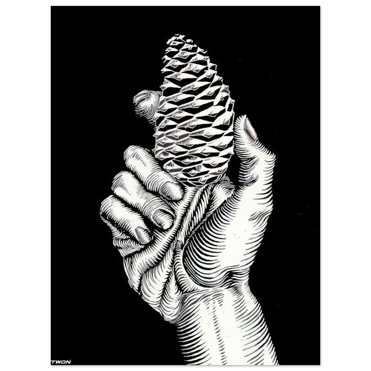 MC Escher  HAND WITH FIR CONE Aluminum Print