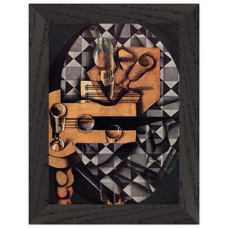 Juan Gris  GUITAR BOTTLE AND GLASS 1914 Premium Wooden Framed Art Print / Poster