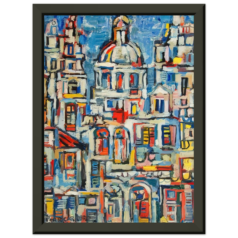 Rene Portocarrero LANDSCAPE OF HAVANA 1961 Premium Metal Framed Art Print Poster