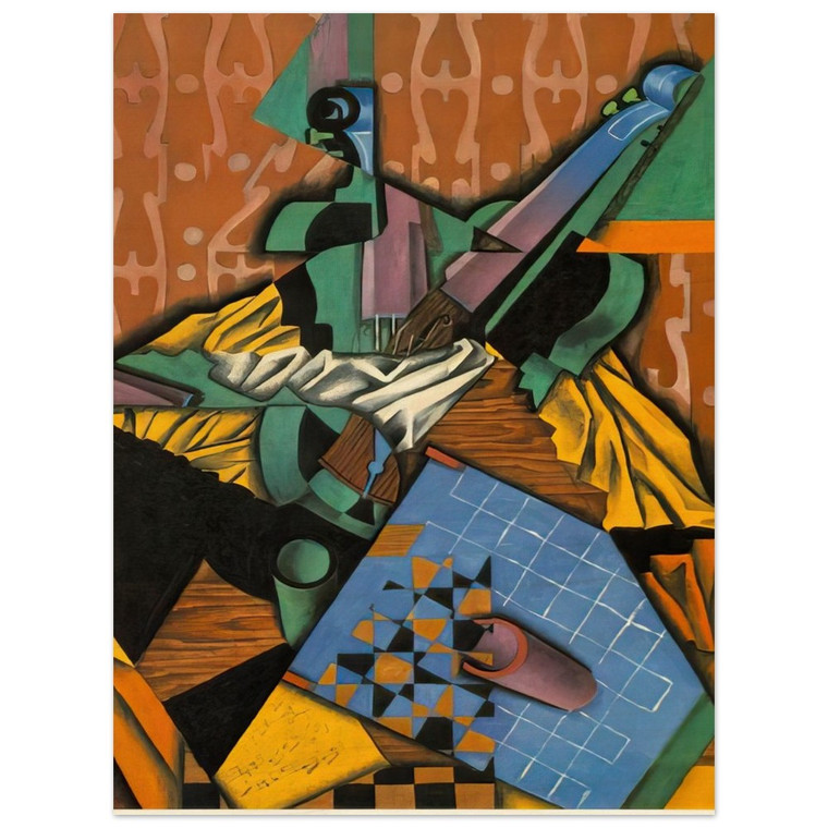 Juan Gris  PHOTOGRAPH OF VIOLIN AND CHECKERBOARD 1913 Wood Print