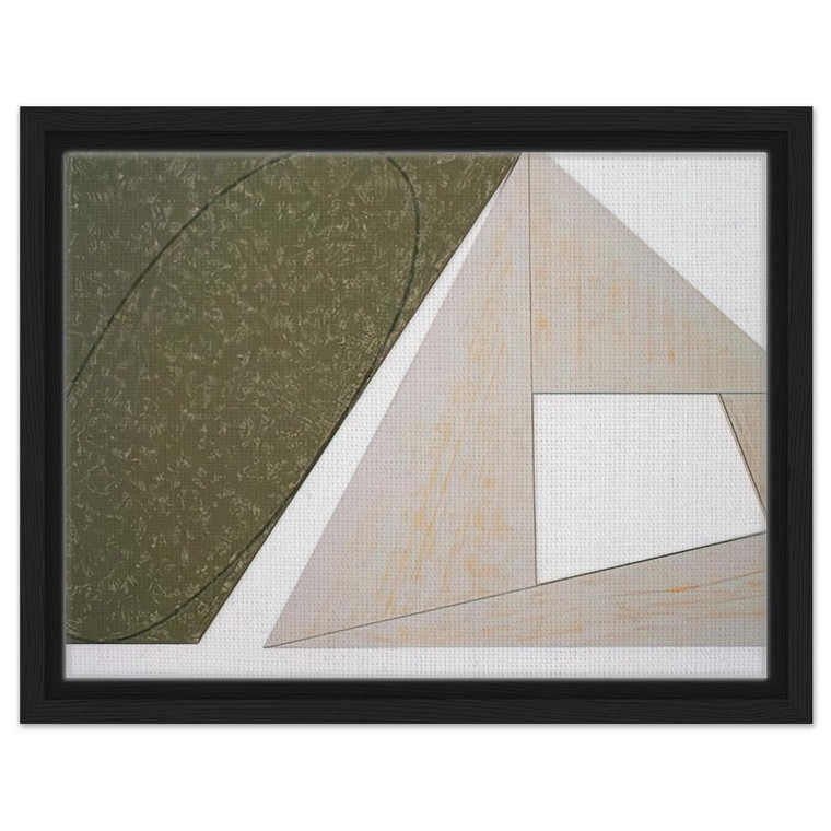 Robert Mangold  GREEN TILTED ELLIPSE GRAY FRAME 1989 Framed Canvas