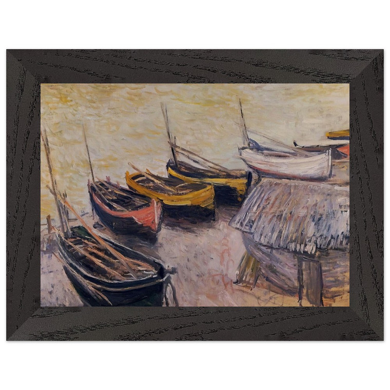 claude monet  Boats on the Beach Premium Wooden Framed Art Print / Poster