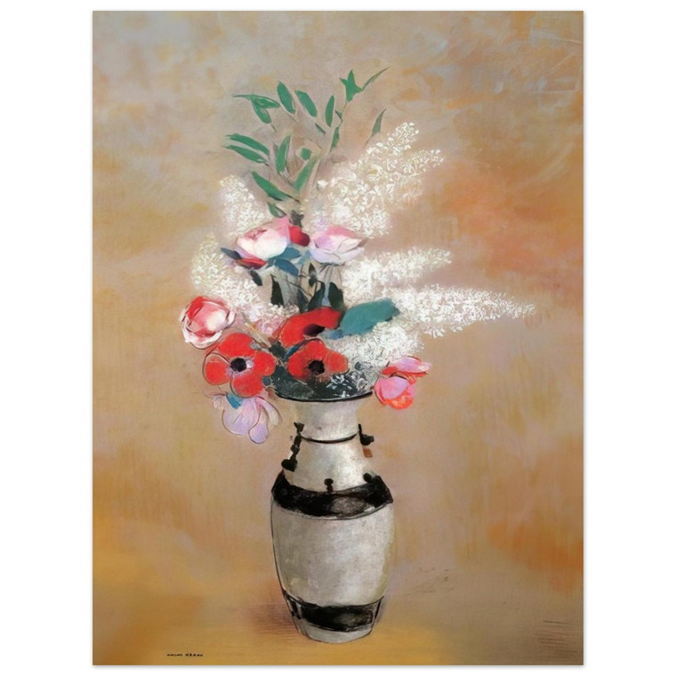 Odilon Redon  BOUQUET WITH WHITE LILIES IN A JAPANESE VASE Aluminum Print