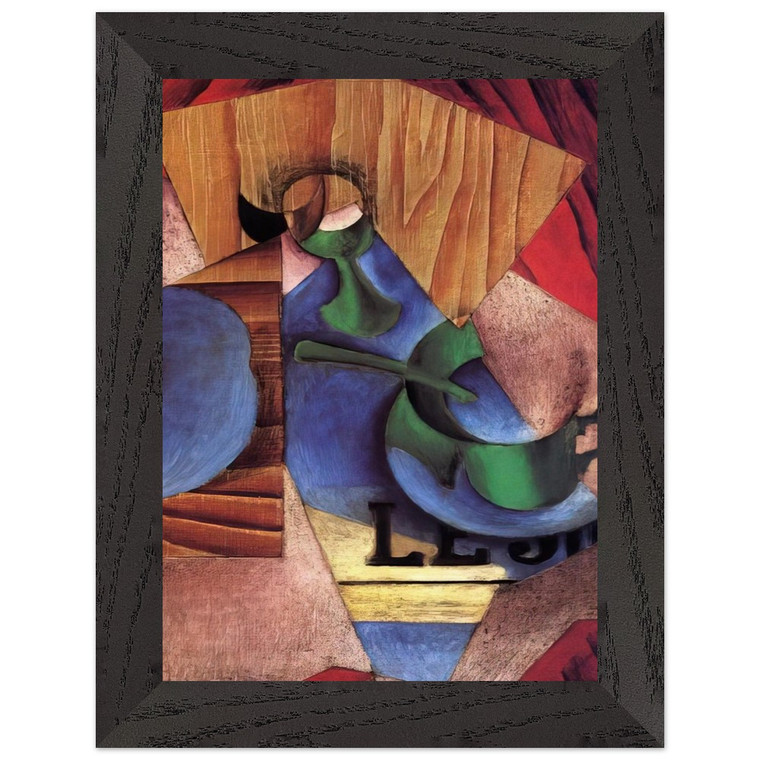 Juan Gris  GLASS CUP AND NEWSPAPER 1913 Premium Wooden Framed Art Print / Poster